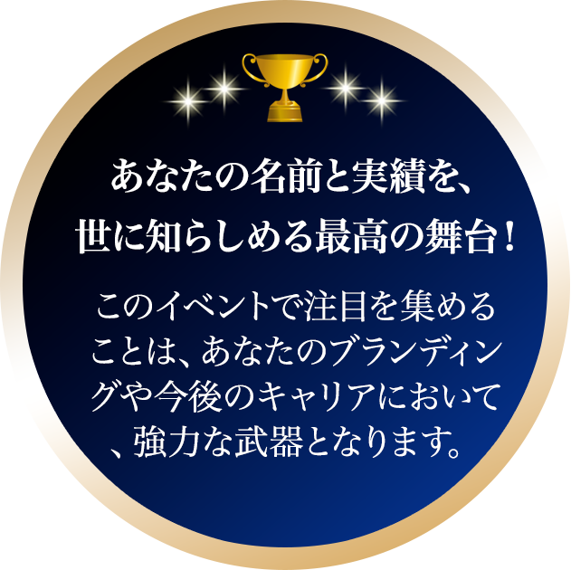 あなたの名前と実績を、世に知らしめる最高の舞台！